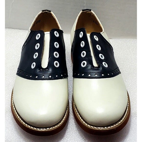 Kesco Saddle Shoes Women's 5.5 – Black & White Lace-Up Oxford Vintage Style - Picture 1 of 15